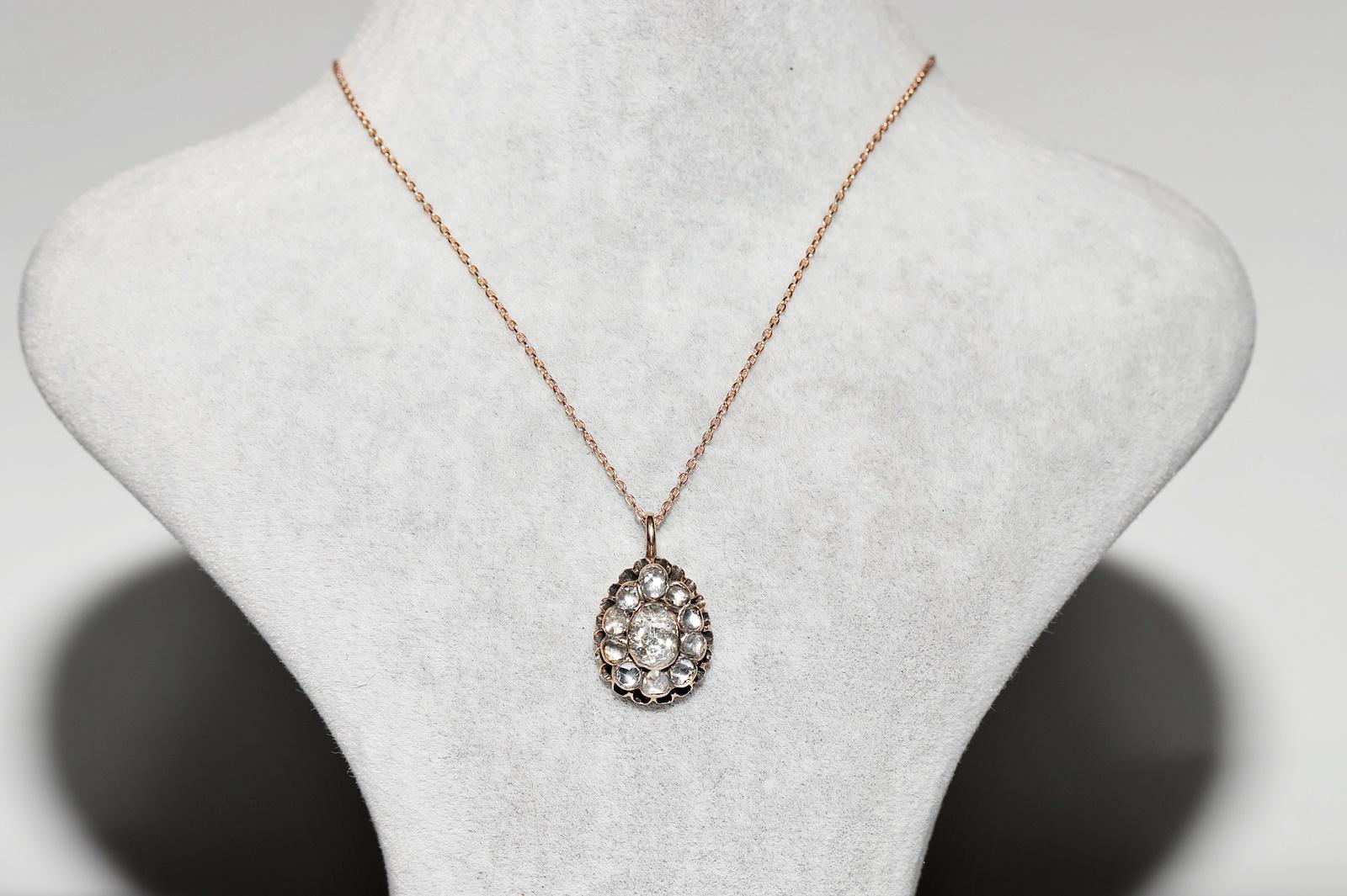 In very good condition.
Total weight is  4.2 grams.
Totally weight is diamond about 1 ct.
Totally lenght is chain 40 cm.
Pendant is original chain is new  and we can extend it.
Please contact for any questions.