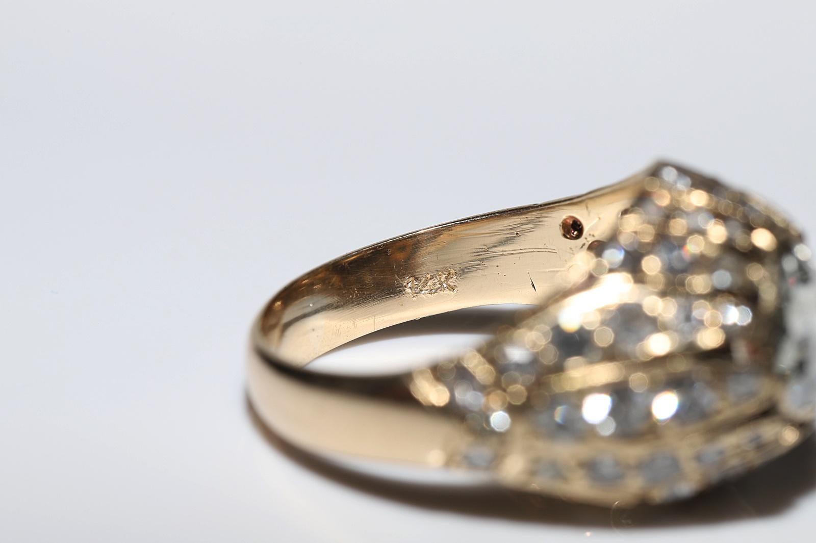 Antiker Ottomane Circa 1900er Jahre 14k Gold Natürlicher Diamant Dekorierter Solitär Ring im Angebot 5