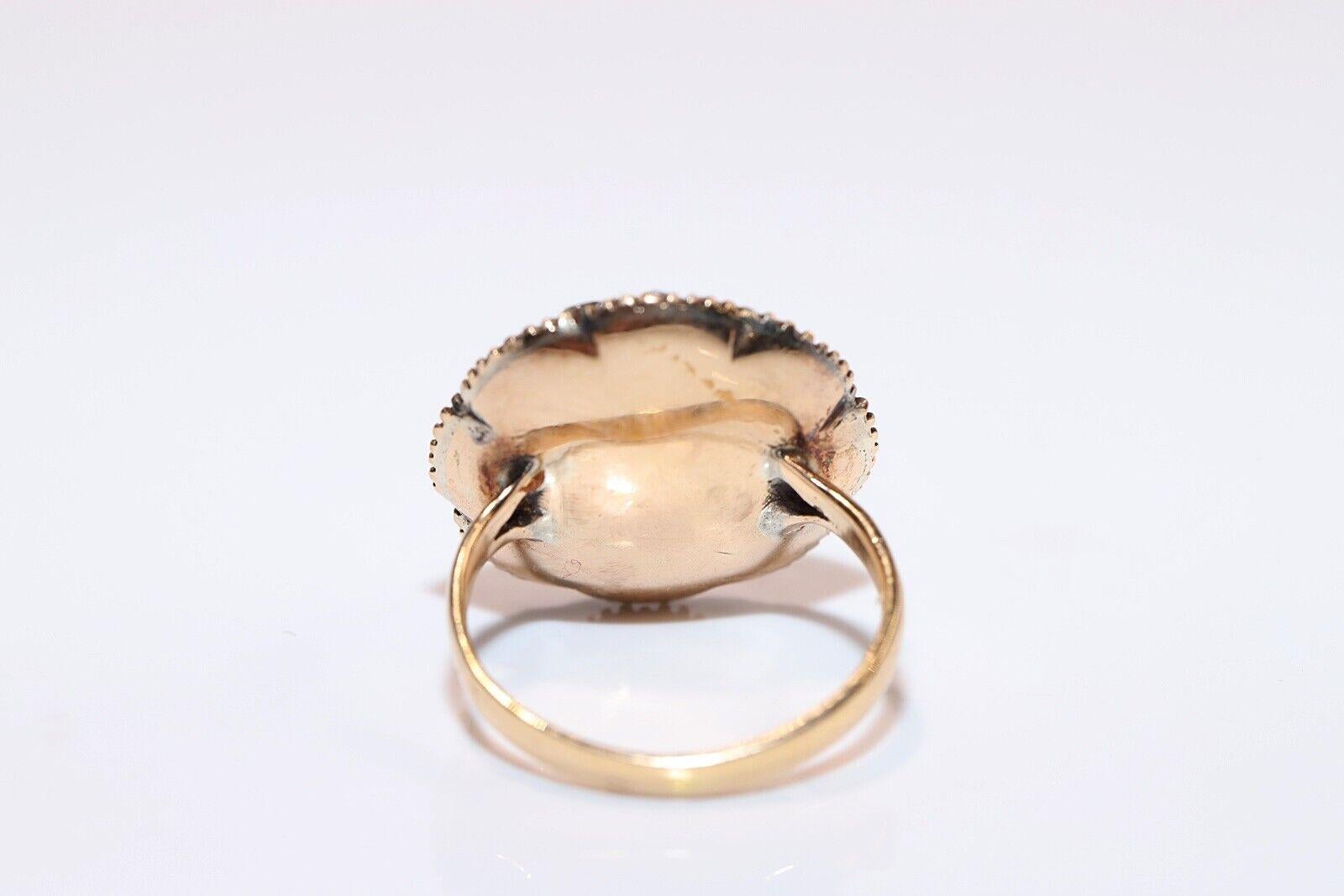 Antique Ottoman Circa 1900s 14k Gold Natural Rose Cut Diamond Decorated Ring  For Sale 7