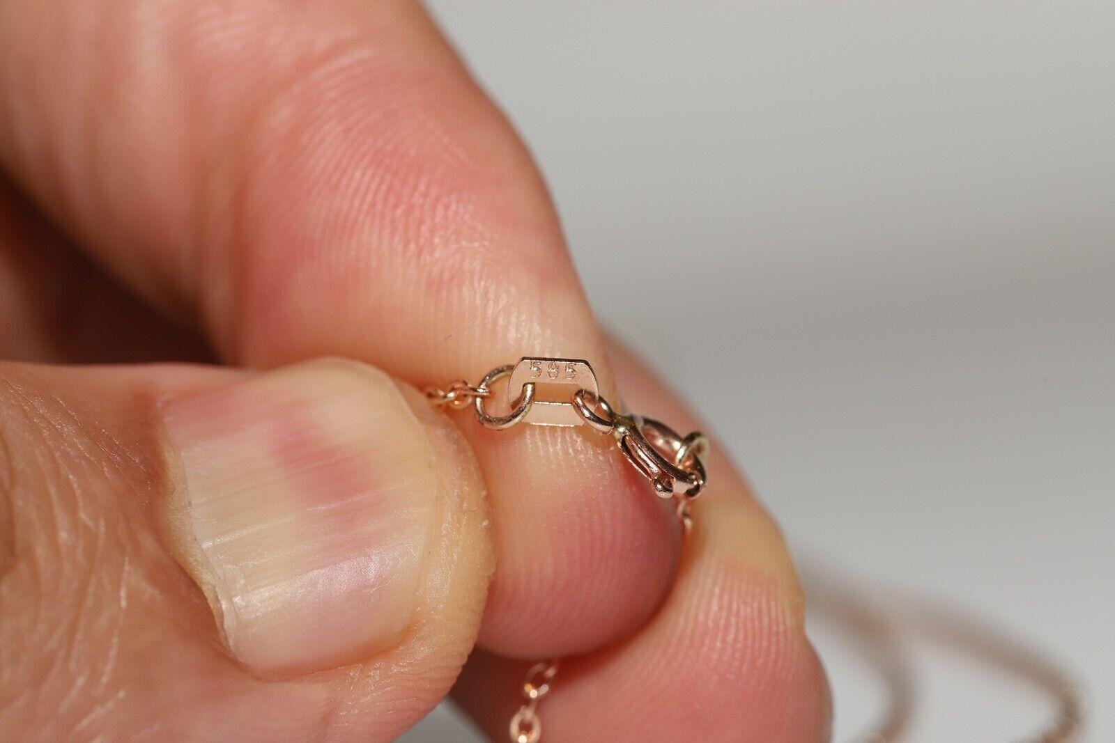 Antike Ottomane Circa 1900er Jahre 14k Gold Natürlicher Rosenschliff Diamant-Anhänger Halskette im Angebot 2