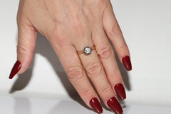 Antique Ottoman Circa 1900s 14k Gold Natural Rose Cut Diamond Solitaire Ring