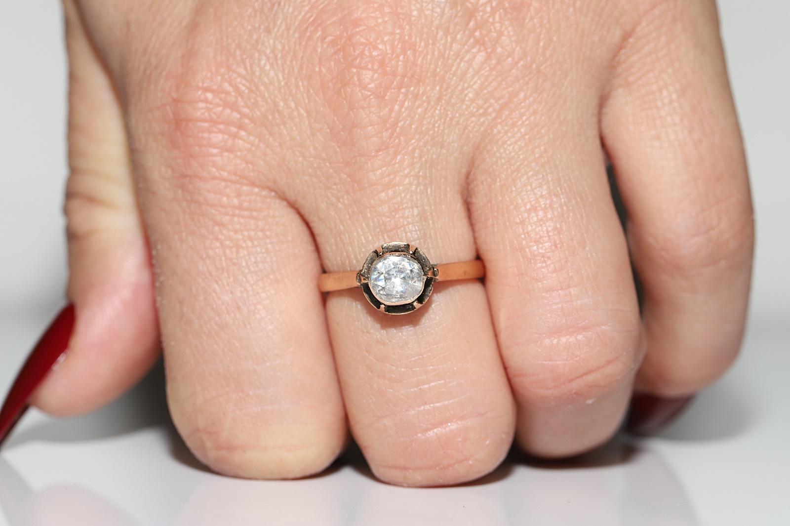Antiker Ottomane Circa 1900er Jahre 14k Gold Natürlicher Rosenschliff Diamant Solitär Ring (Spätviktorianisch)