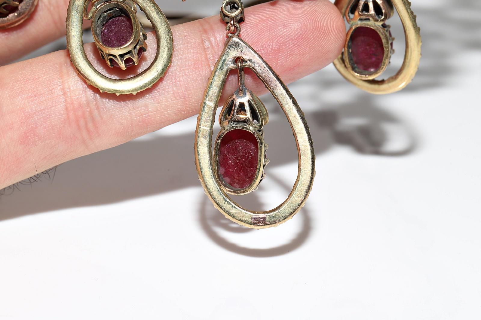 Antique Ottoman Circa 1900s 8k Gold Natural Rose Cut Diamond And  Ruby Necklace For Sale 6