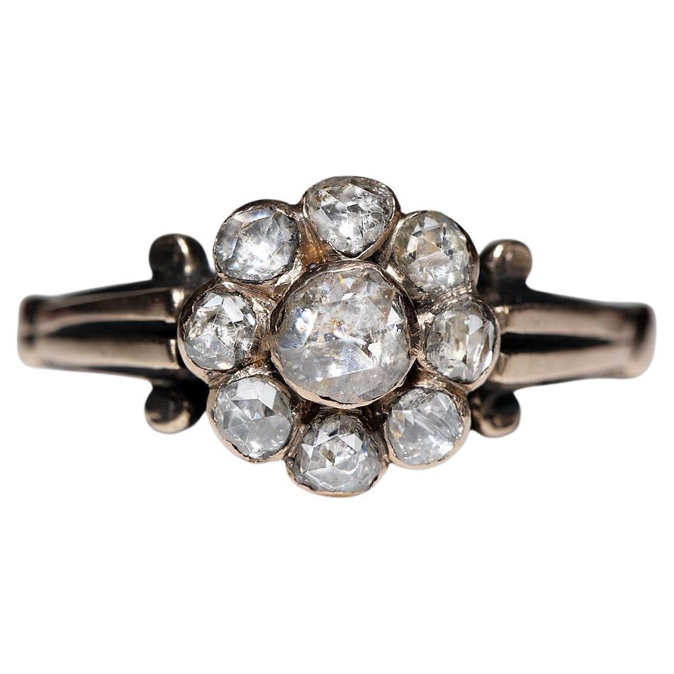 Antique Circa 1900s Ottoman 8k Gold Natural Rose Cut Diamond Diamond