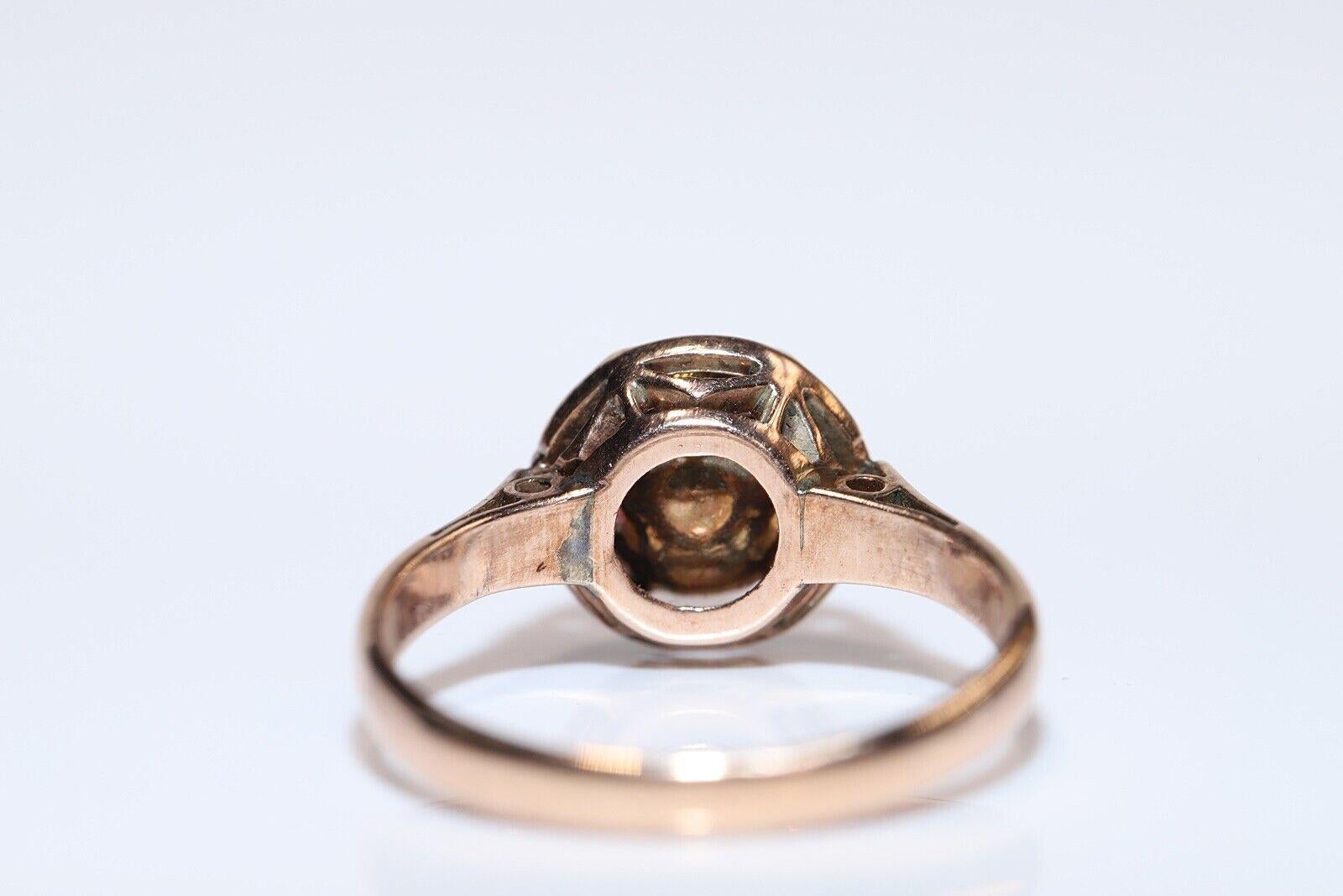 Antique Ottoman  Circa 1900s 8k Gold Natural Rose Cut Diamond Solitaire Ring For Sale 5