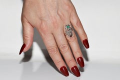 Antique Ottoman Circa 1900s 8k Natural Rose Cut Diamond And Emerald Ruby Ring