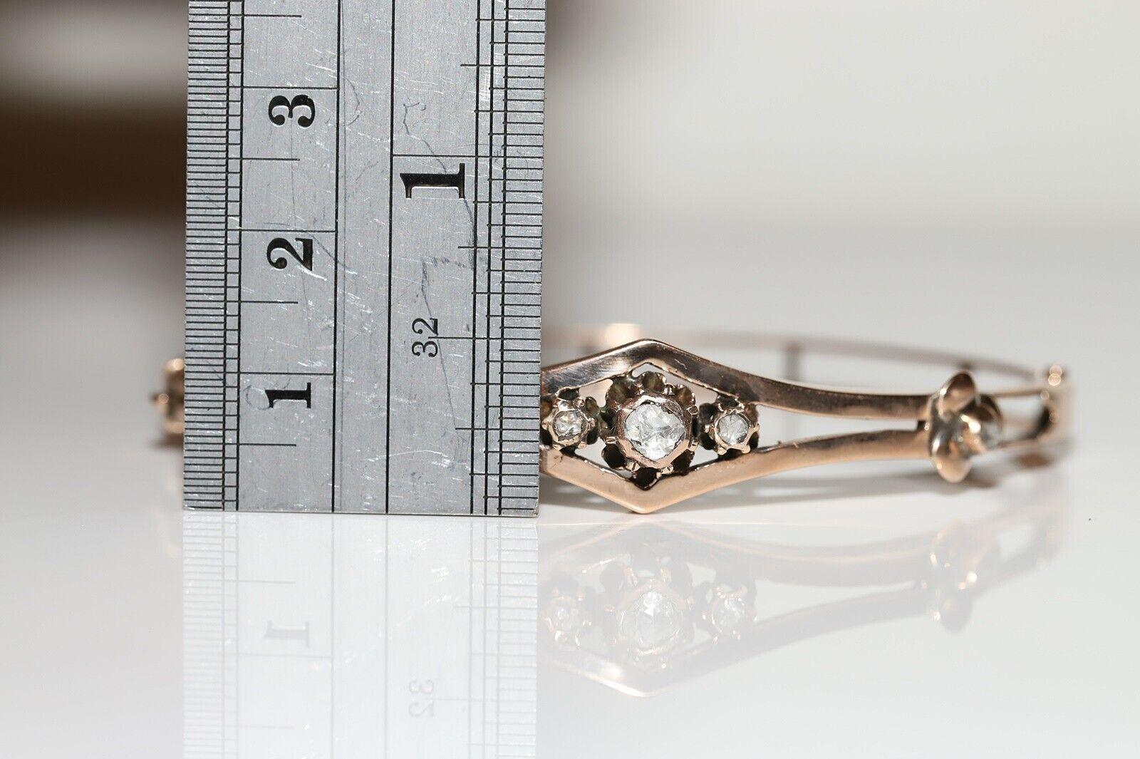 Antique Ottoman Circa 1900s 9k Gold Natural Rose Cut Diamond Bracelet In Good Condition For Sale In Fatih/İstanbul, 34