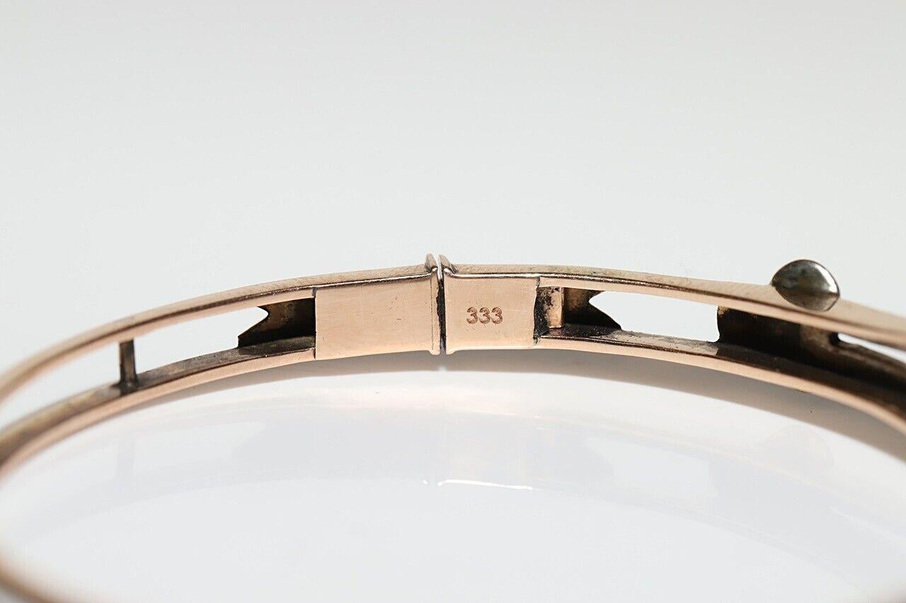 Bracelet ottoman ancien des années 1900 en or 9 carats avec diamants naturels taille rose en vente 3