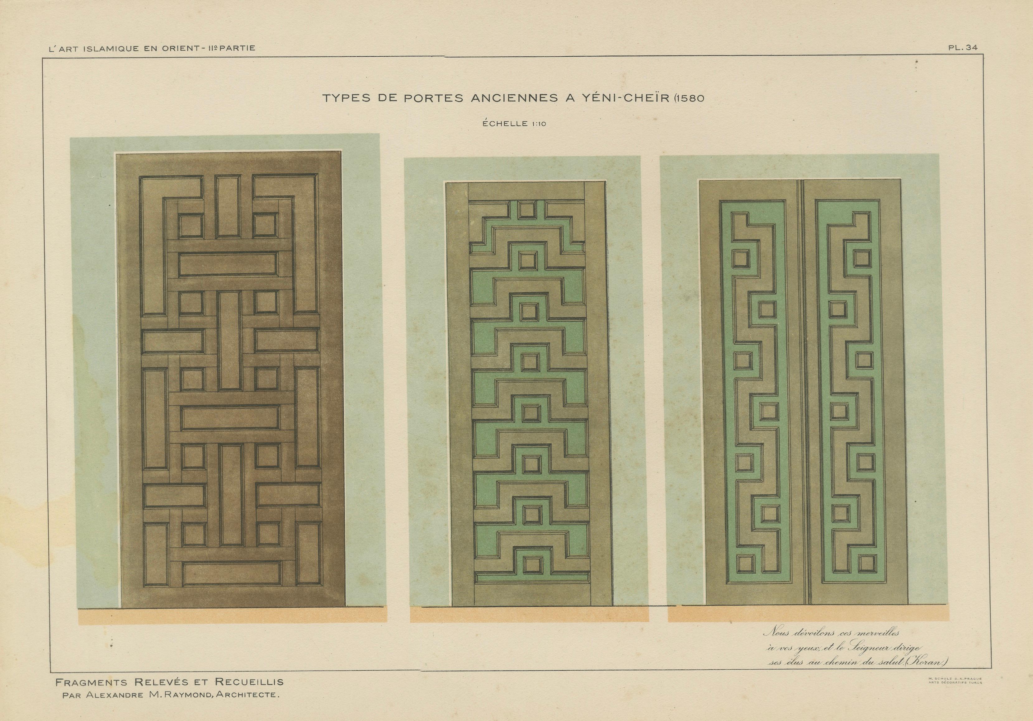 Antique Ottoman Door Panels Print, Yenişehir, Turkey, 1580, Raymond, 1924