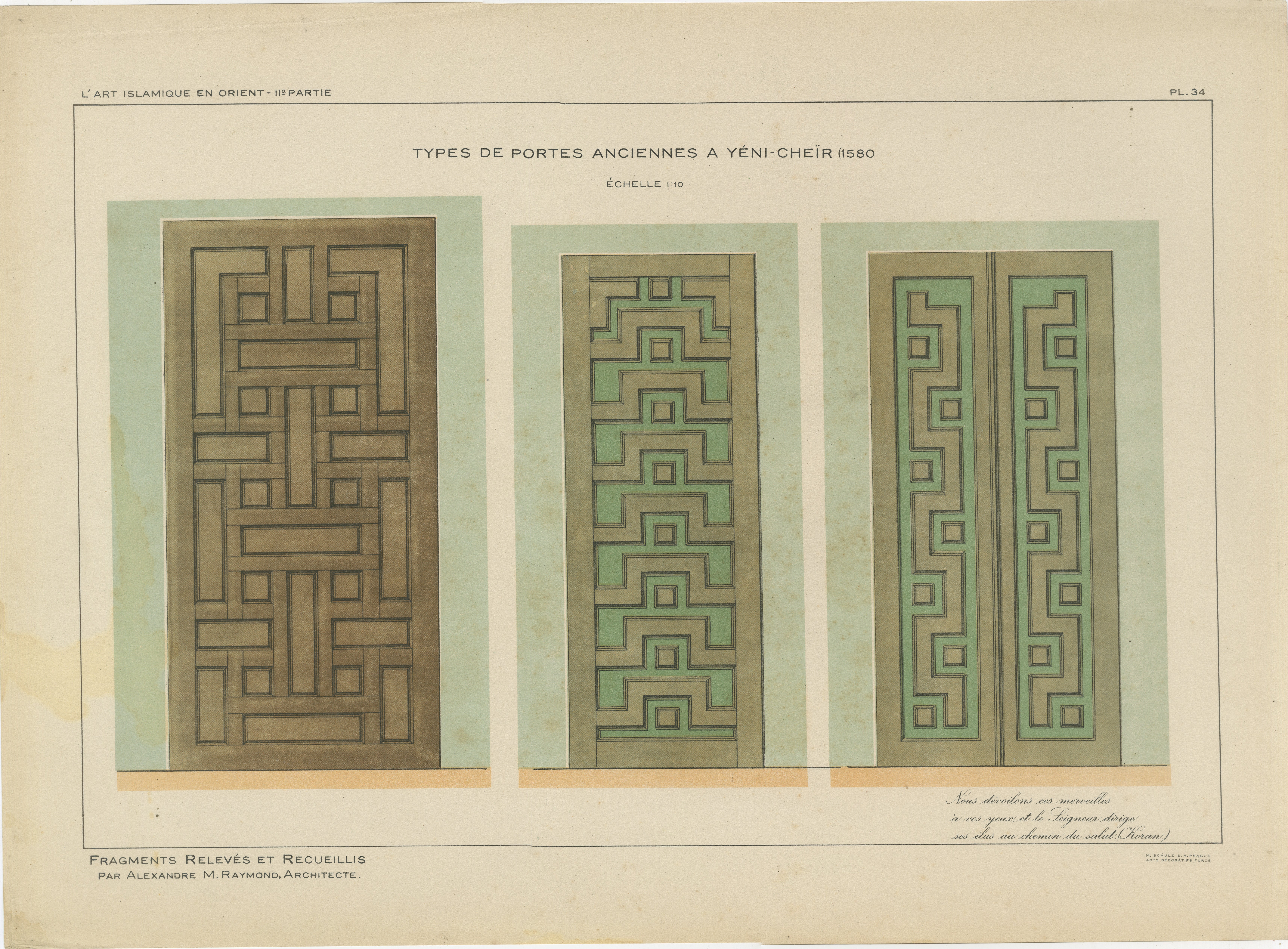 Antique Ottoman Door Panels Print, Yenişehir, Turkey, 1580, Raymond, 1924