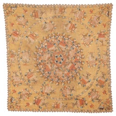 Antique Ottoman Embroidery on Pashmina Wool Cloth, Mid-19th Century