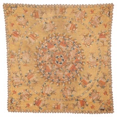 Antique Ottoman Embroidery on Pashmina Wool Cloth, Mid-19th Century