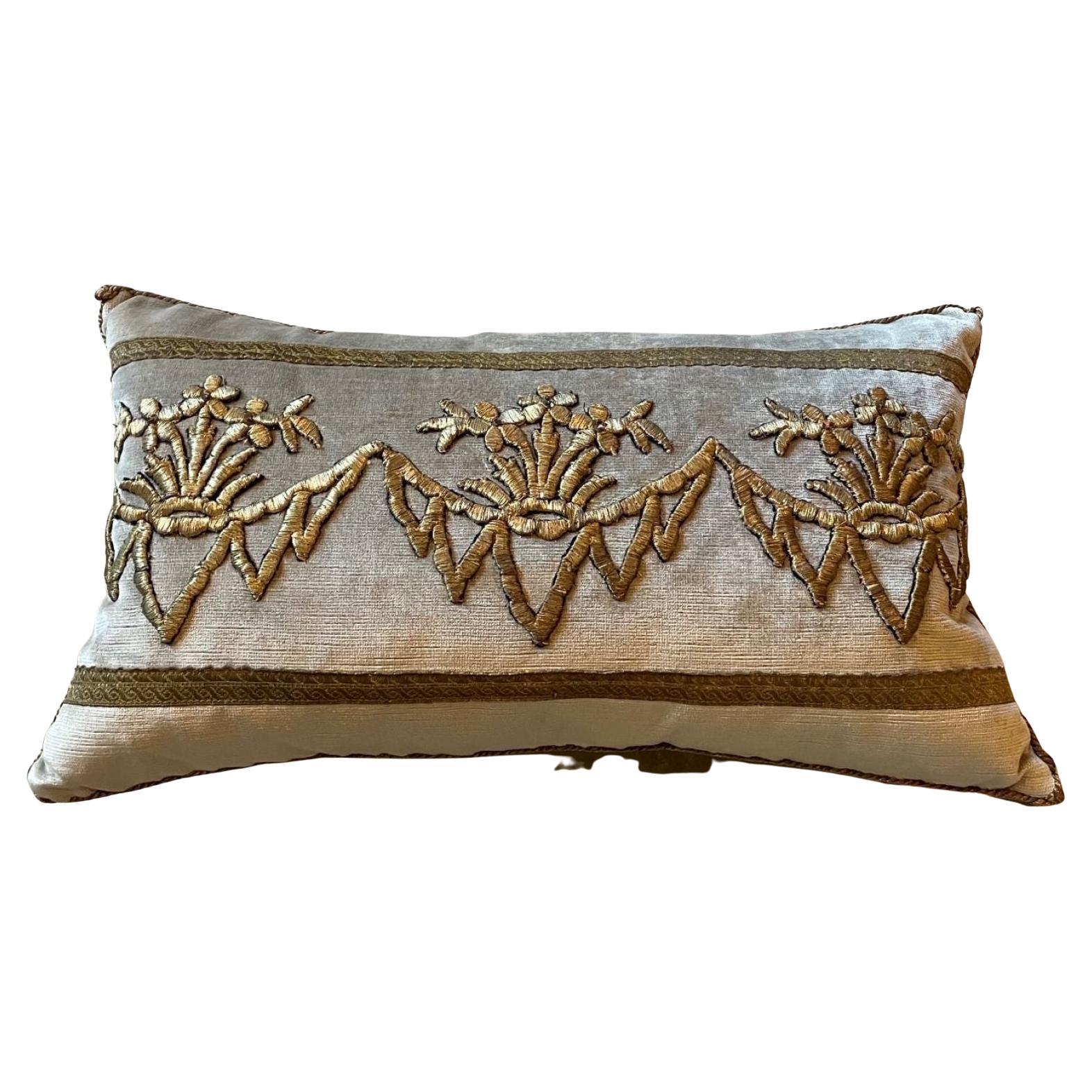 Antique Ottoman Empire Gold Pillow For Sale