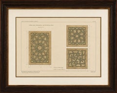 Antique Ottoman Geometric Door Panels Print, Islamic Woodwork Designs, 1924