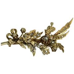 Antique Ottoman Gold and Rose Diamonds Brooch, 19th Century