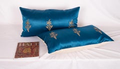 Antique Ottoman, Gold on Blue Pillow Cases, Late 19th C