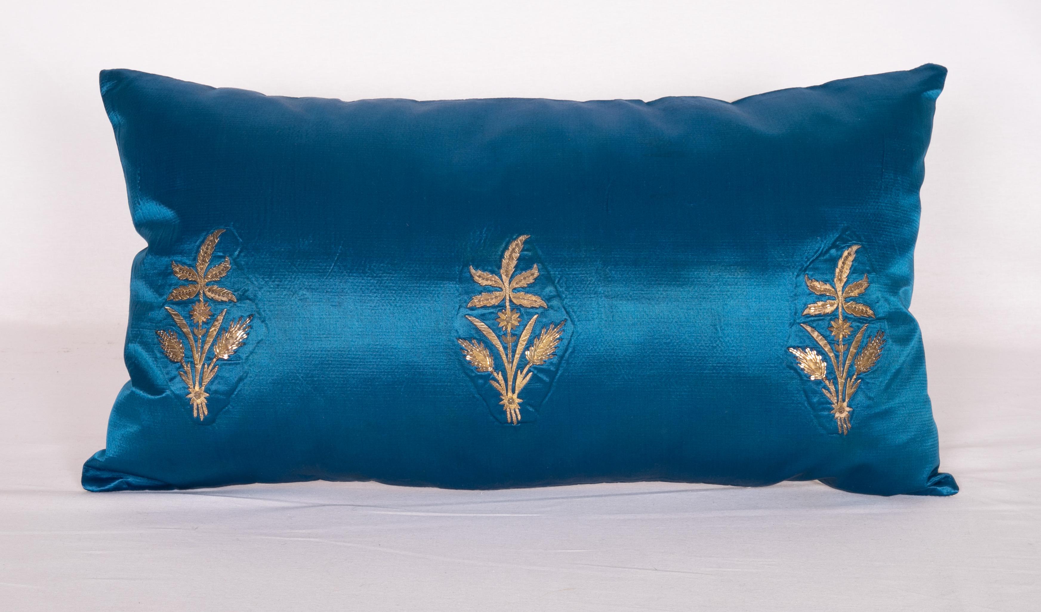 Turkish Antique Ottoman, Gold on Blue Pillow Cases, Late 19th c. For Sale