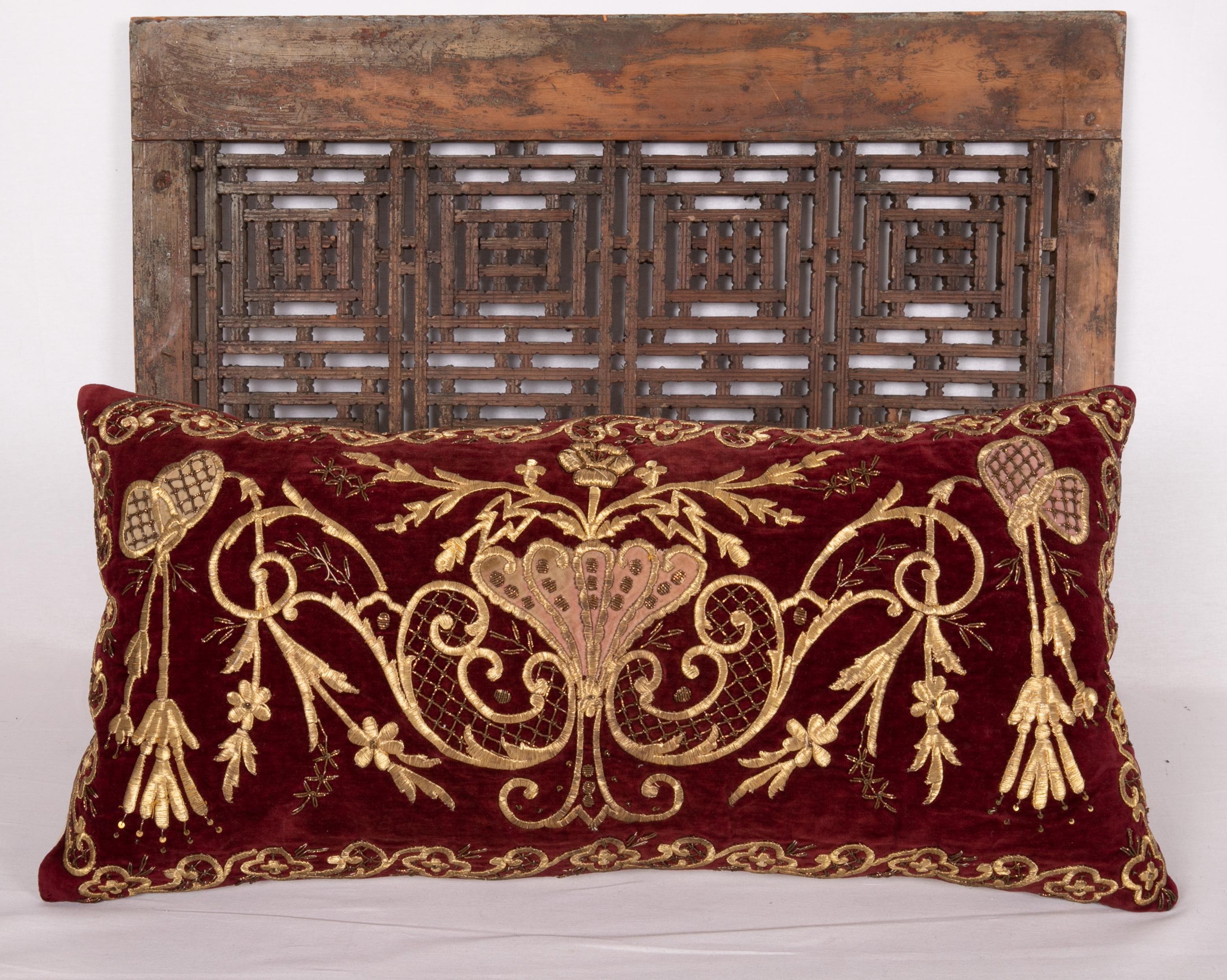Turkish Antique Ottoman Gold on Purple Pillow Case, Late 19th C.