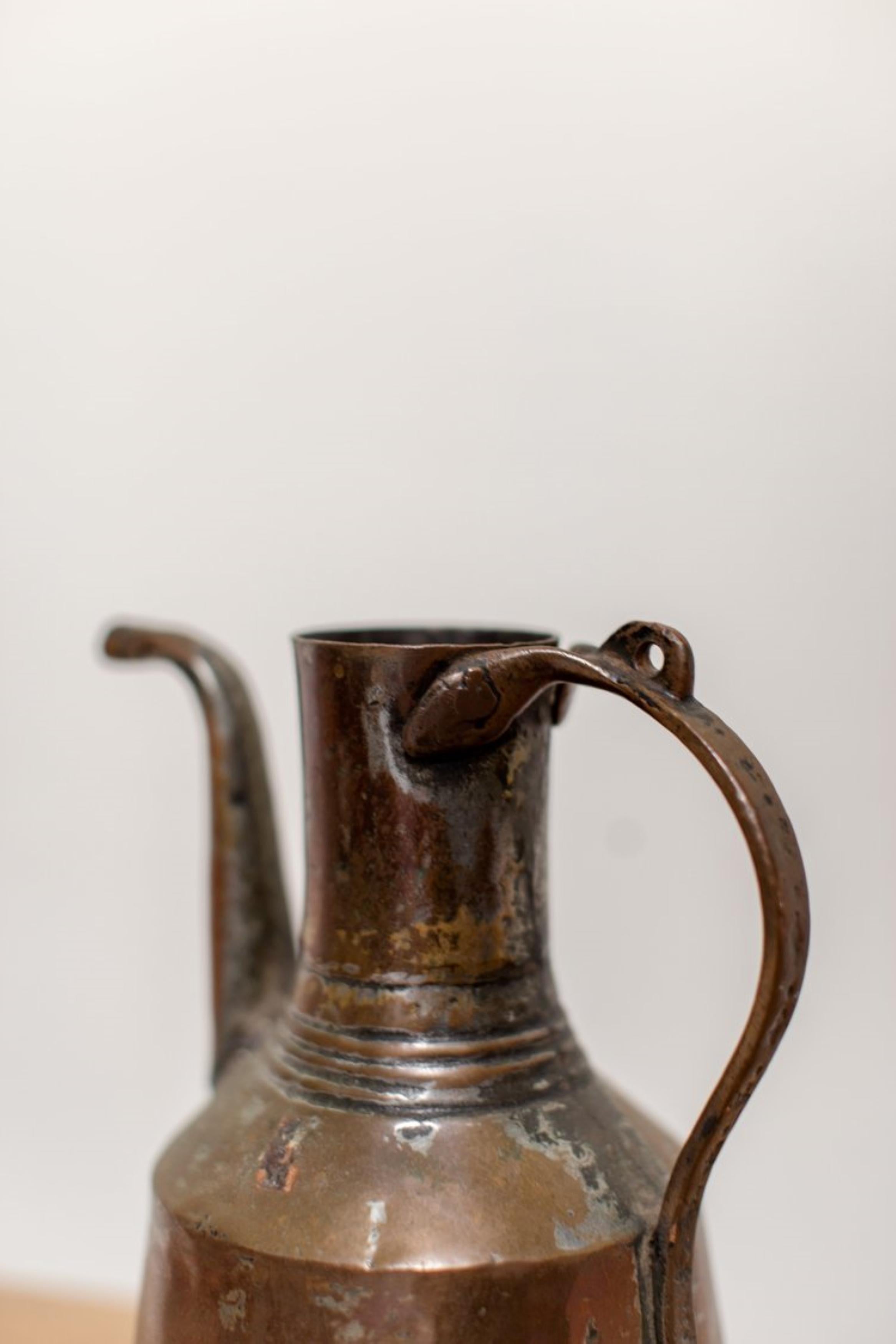 Turkish Antique Ottoman Imperial Ibrik Copper Jug