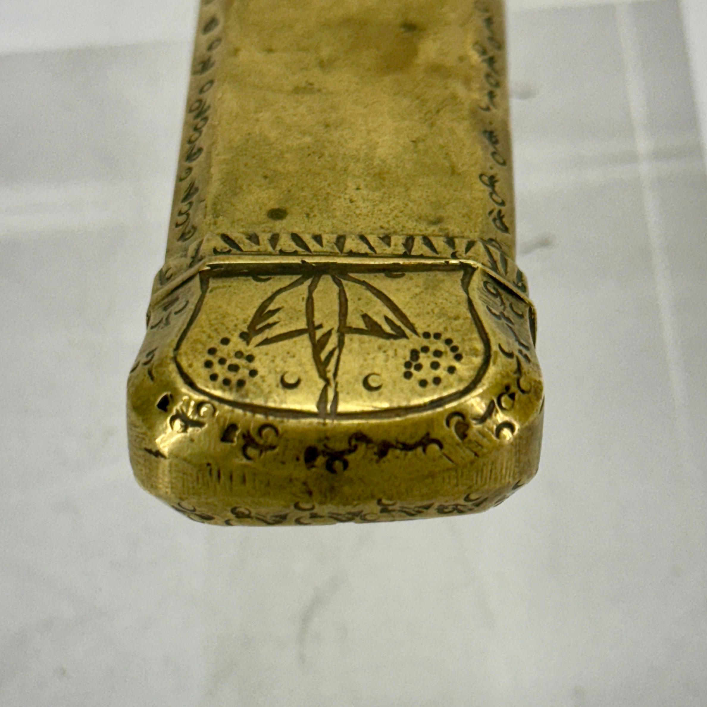 Antique Ottoman Inkwell Qalamdan and Pen Case in Brass, Turkey For Sale 1