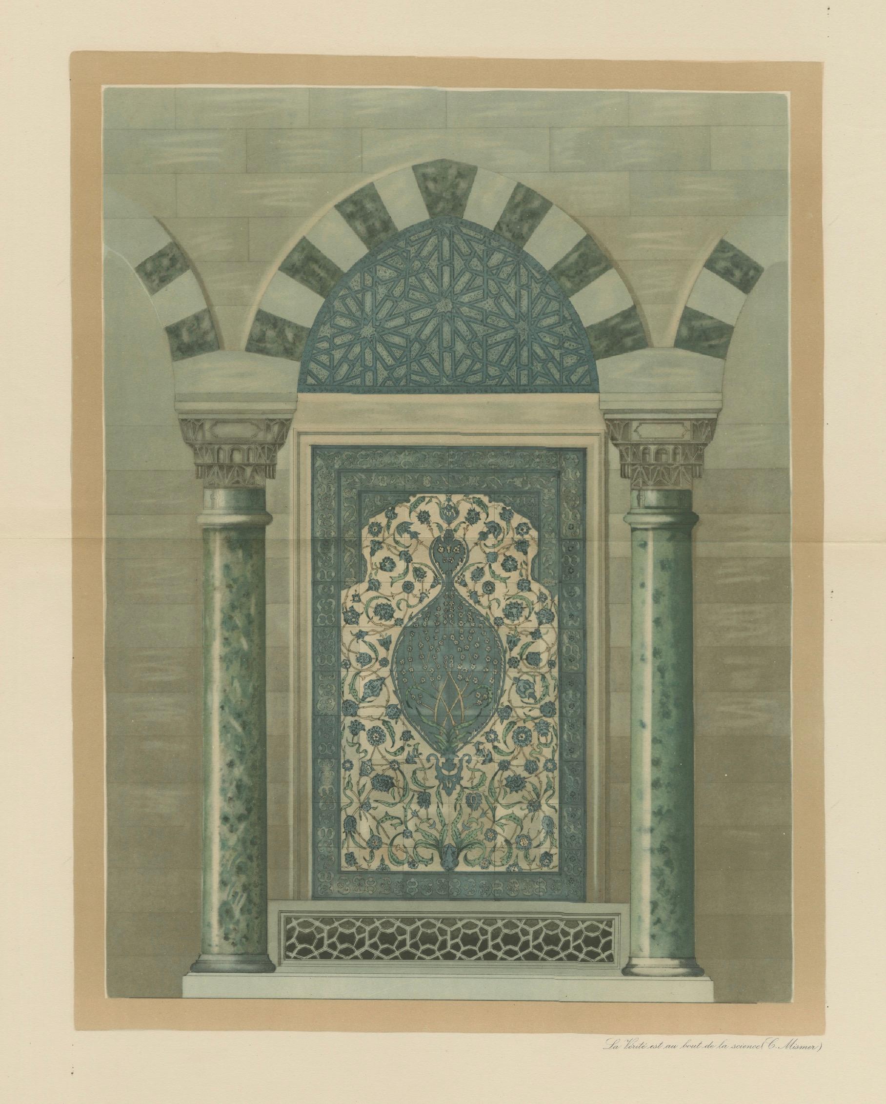 Antique Ottoman Iznik Tile Panel Print, Tomb of Sultan Selim II, Istanbul, 1924