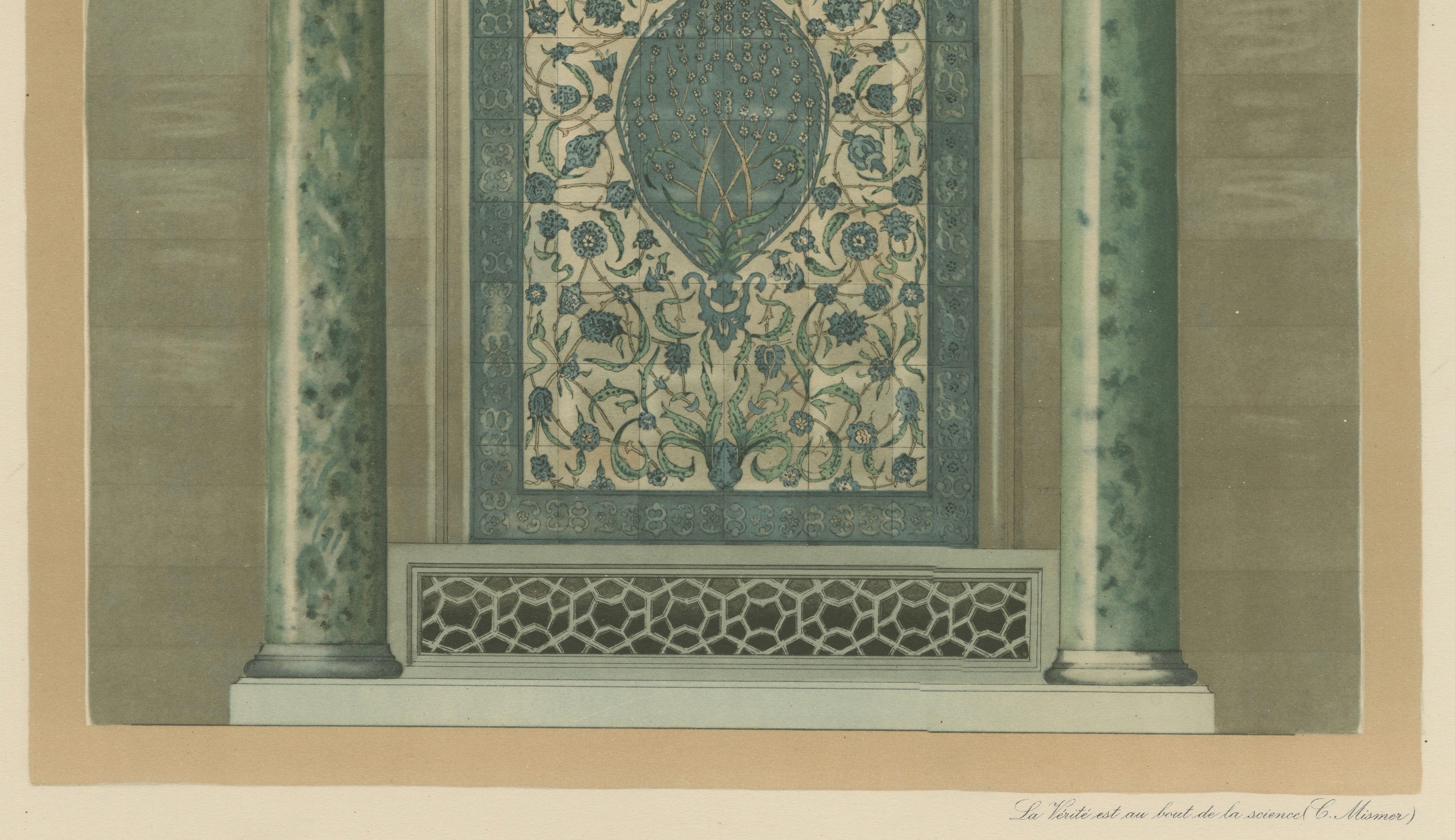 Antique Ottoman Iznik Tile Panel Print, Tomb of Sultan Selim II, Istanbul, 1924