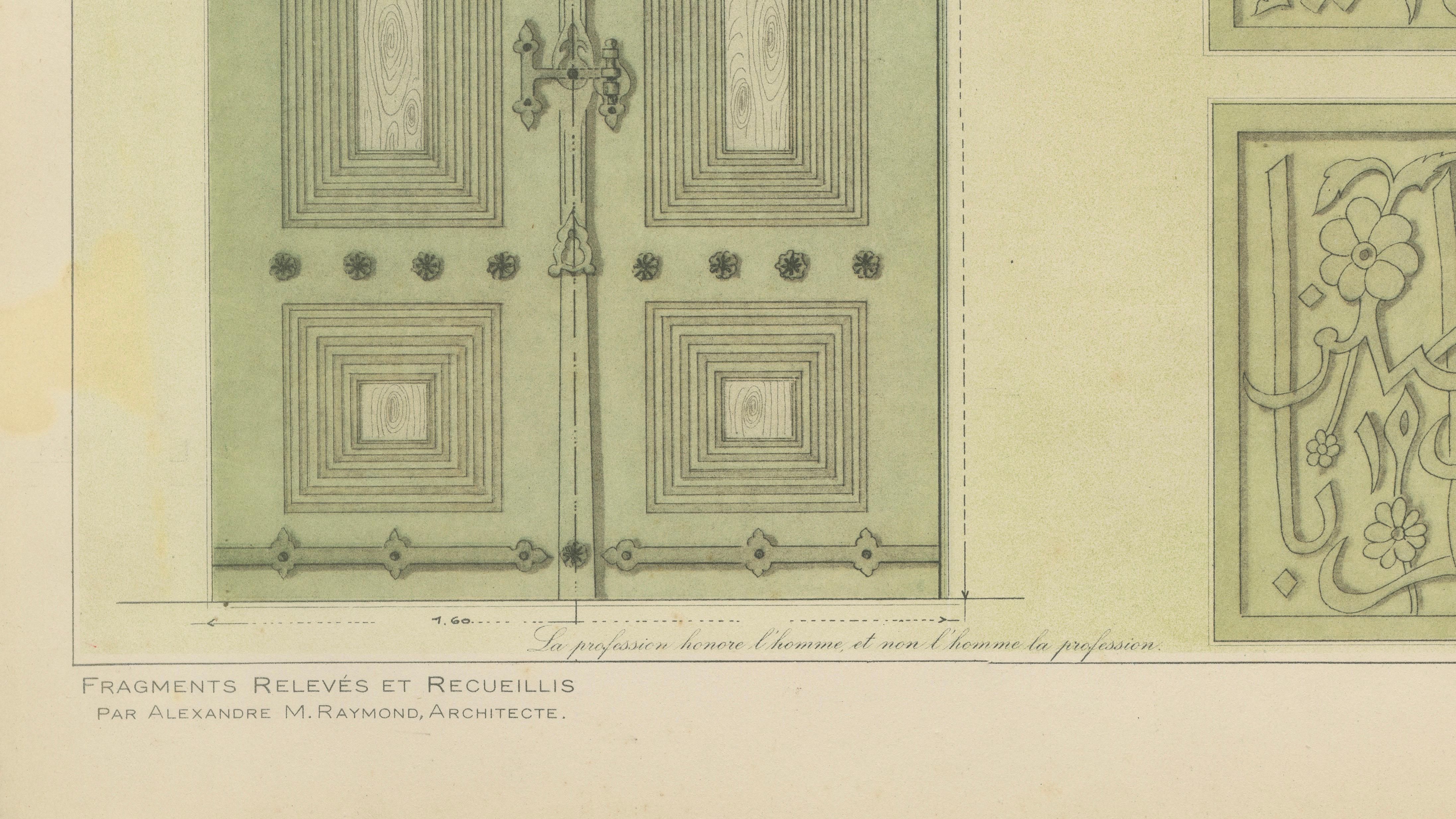 Antique Ottoman Madrasa Door & Calligraphy Print, İnegöl Bursa, Raymond 1924