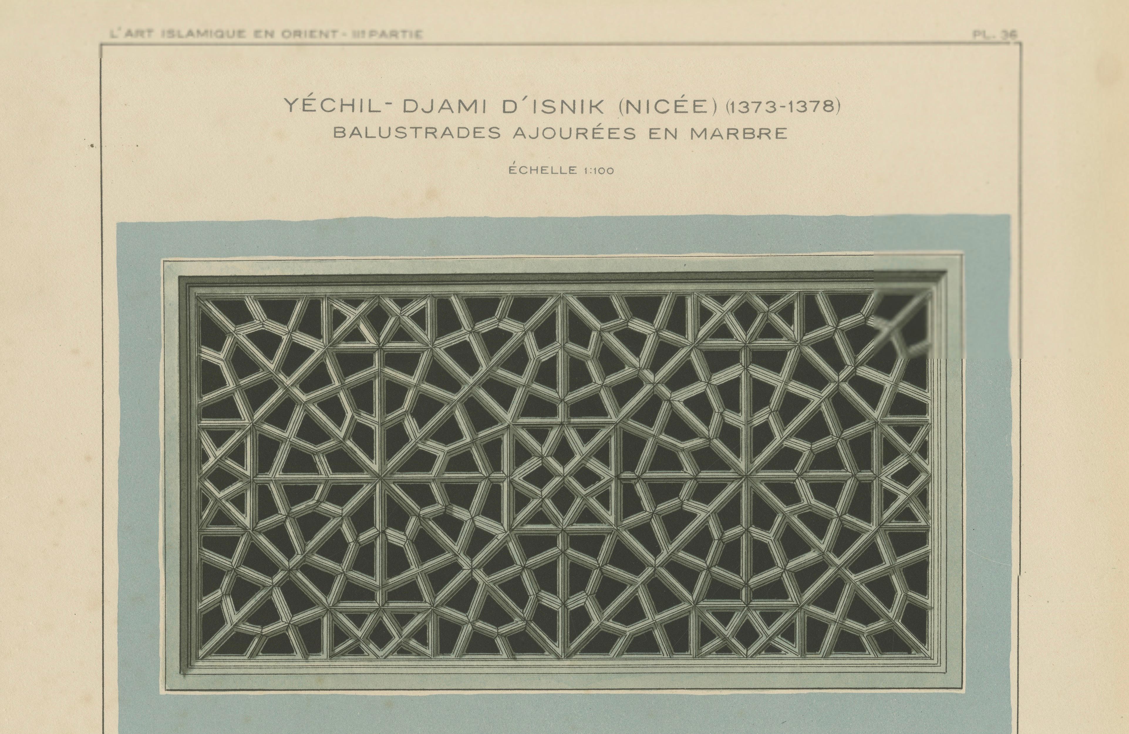 Antique Ottoman Marble Balustrades Print, Yeşil Mosque, İznik, Raymond, 1924