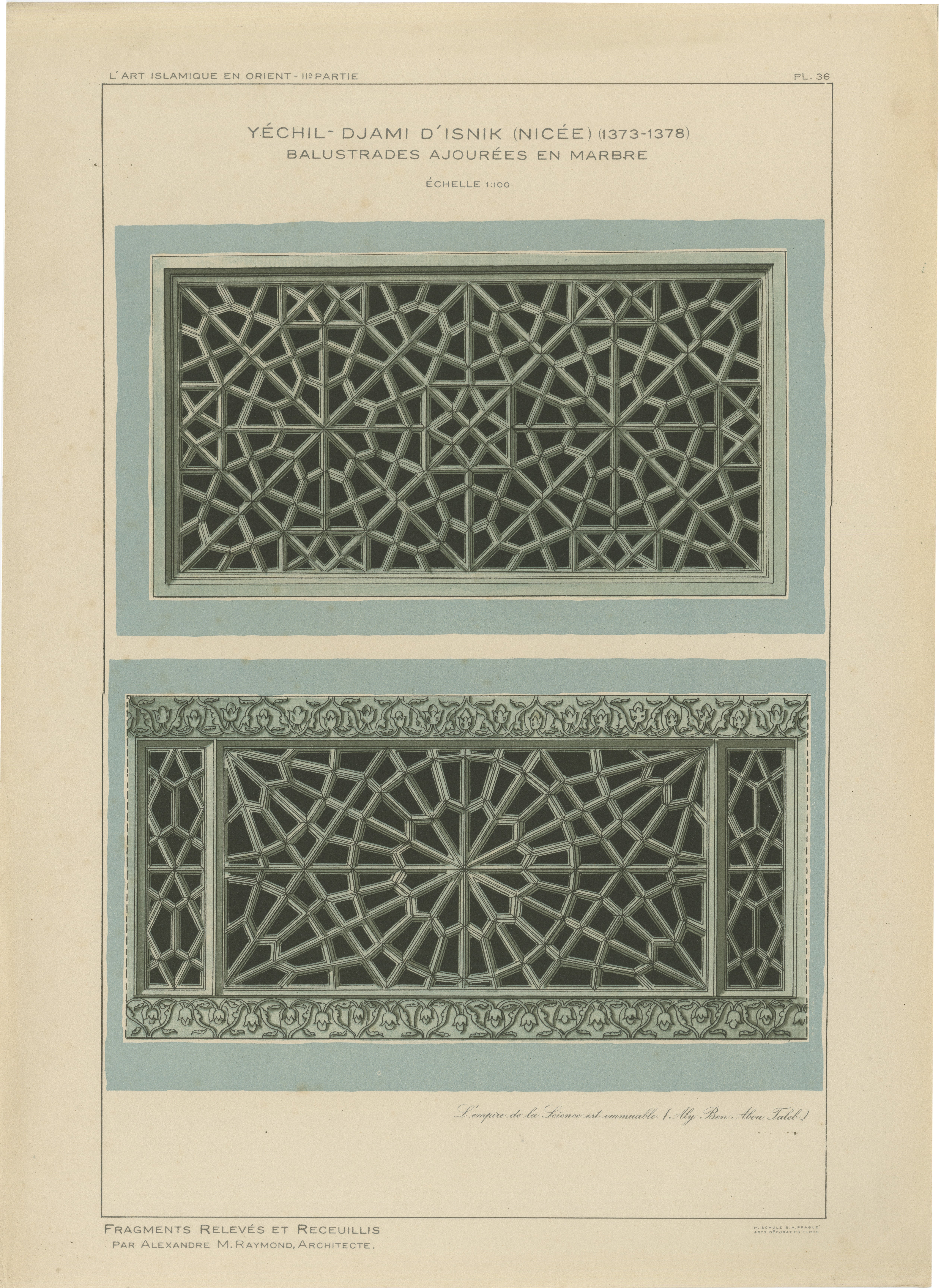 Antique Ottoman Marble Balustrades Print, Yeşil Mosque, İznik, Raymond, 1924