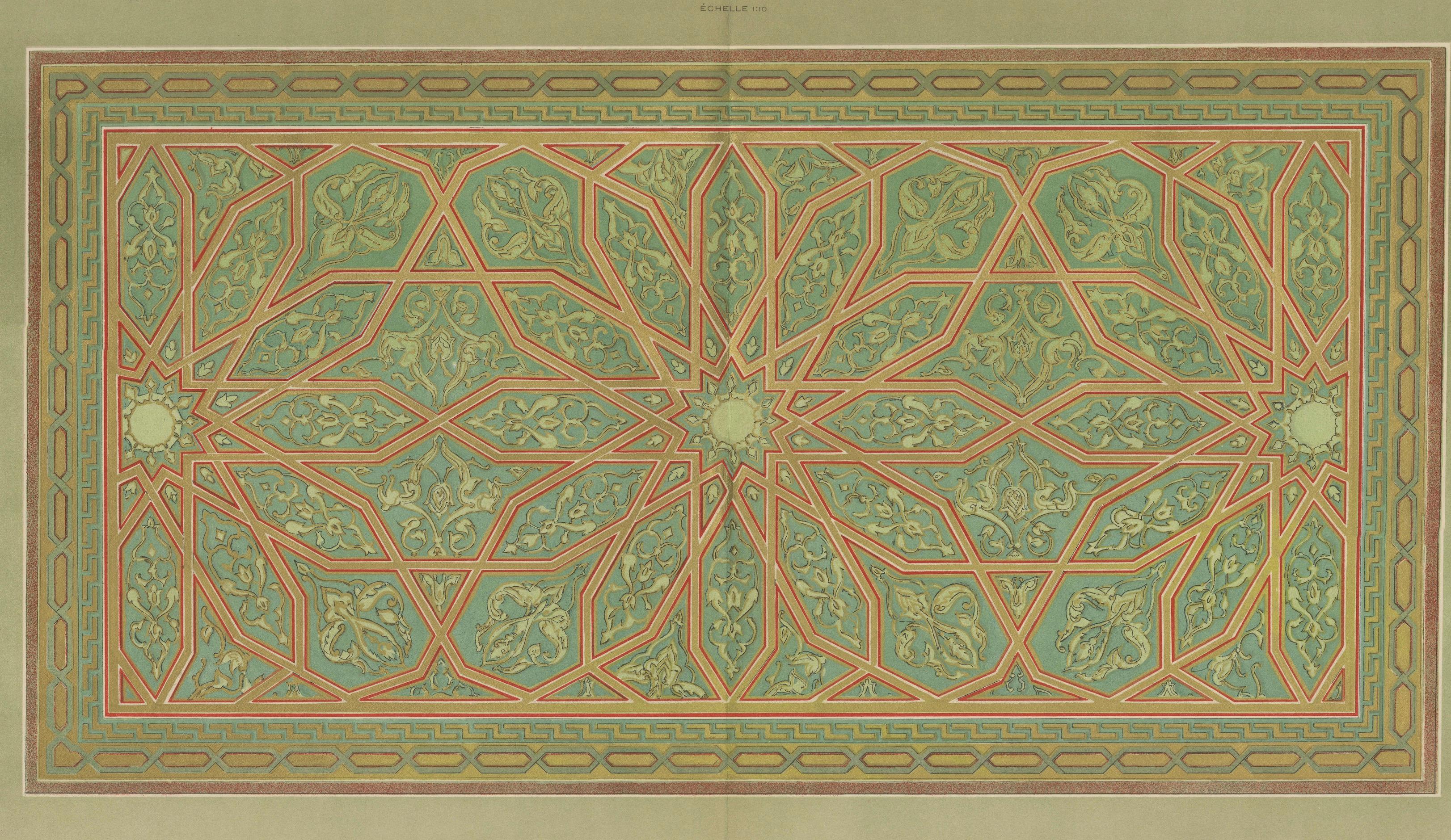 Antique Ottoman Painted Ceiling Design Print, Old Bursa School, Published 1924