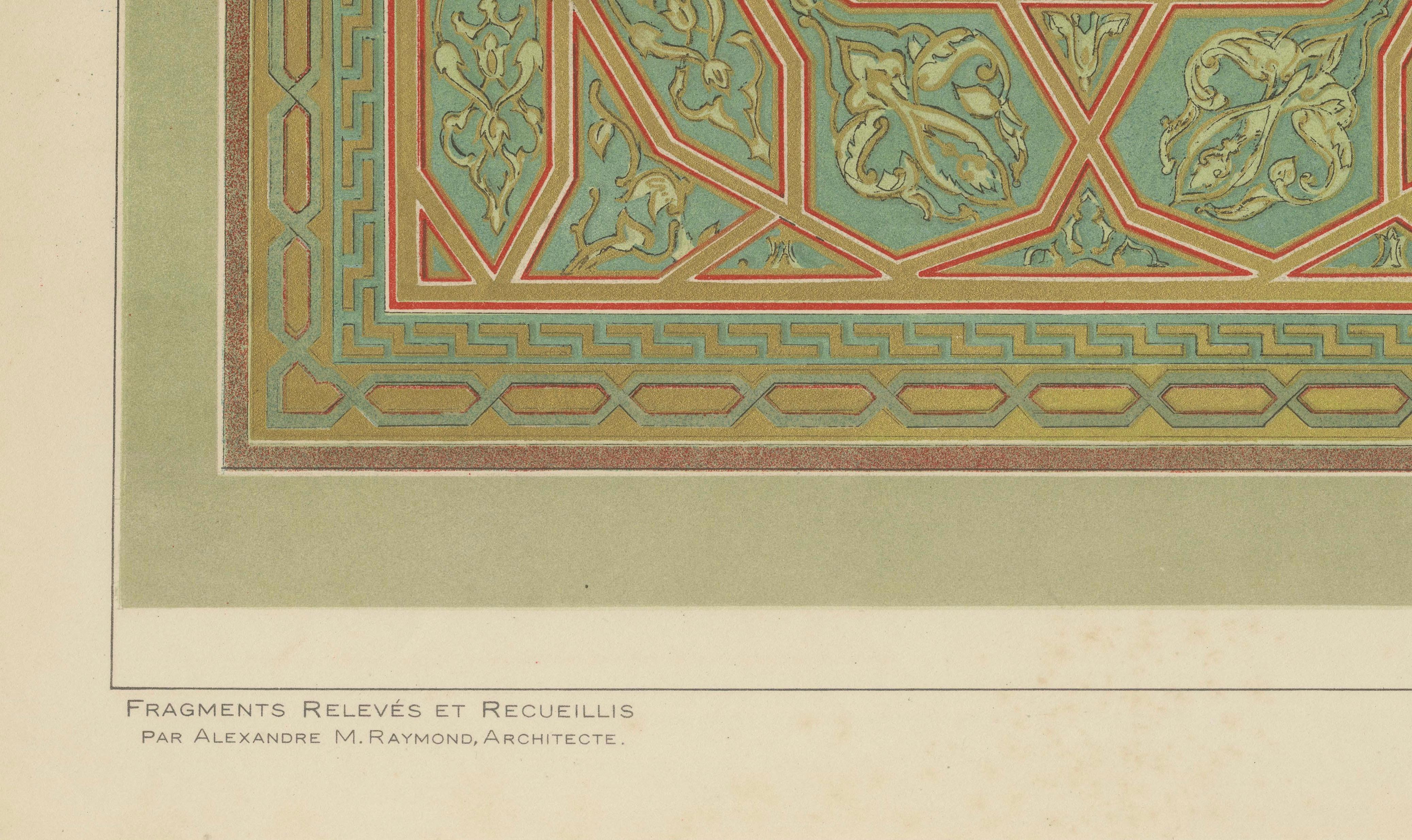 Antique Ottoman Painted Ceiling Design Print, Old Bursa School, Published 1924