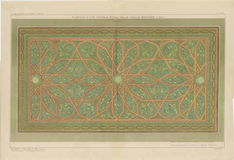 Antique Ottoman Painted Ceiling Design Print, Old Bursa School, Published 1924