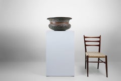 Antique cache-pot ottoman rond en cuivre gravé, vers 1850