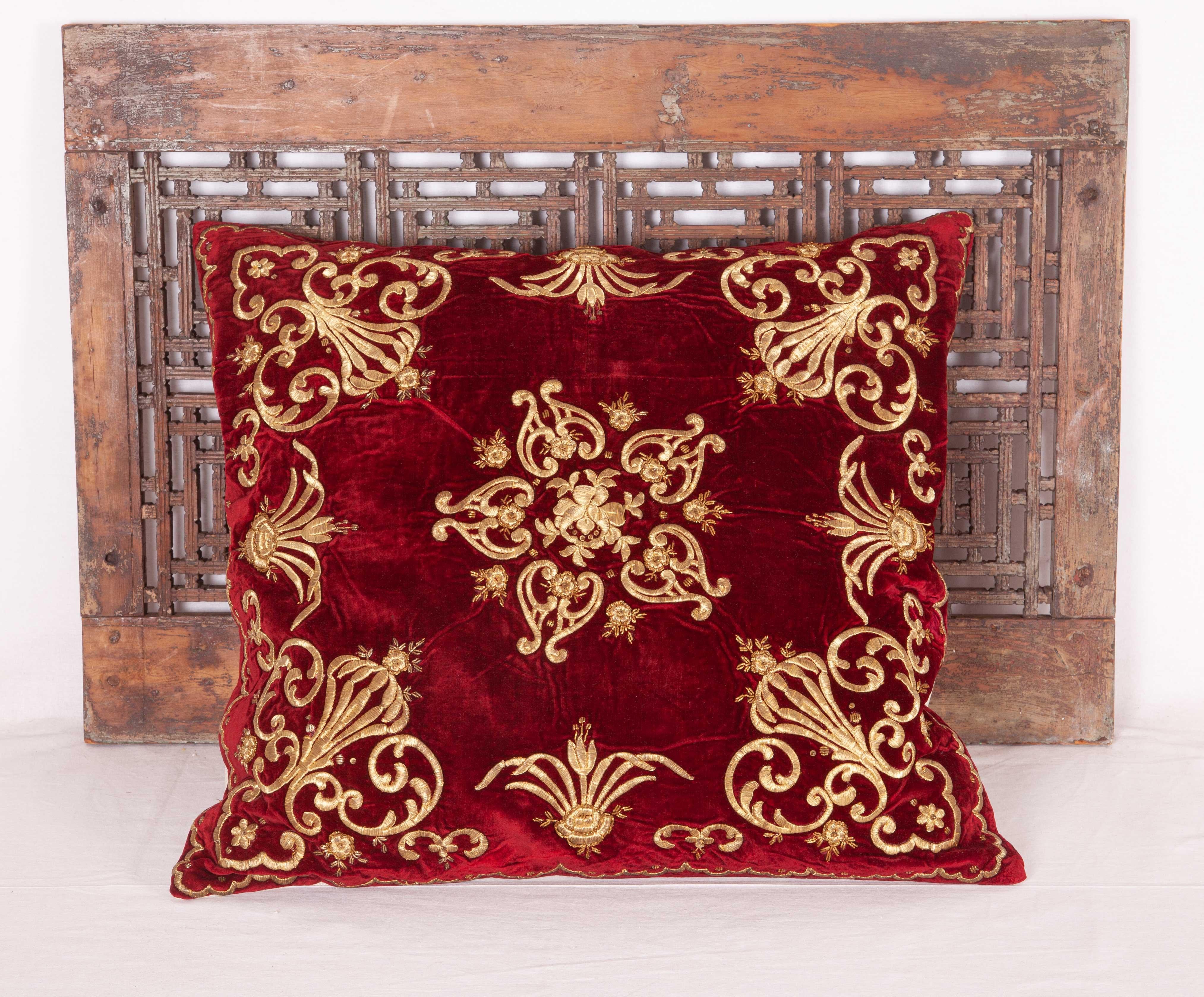 Suzani Antique Ottoman Sarma Silk Velvet Pillow Case, Late 19th-Early 20th Century