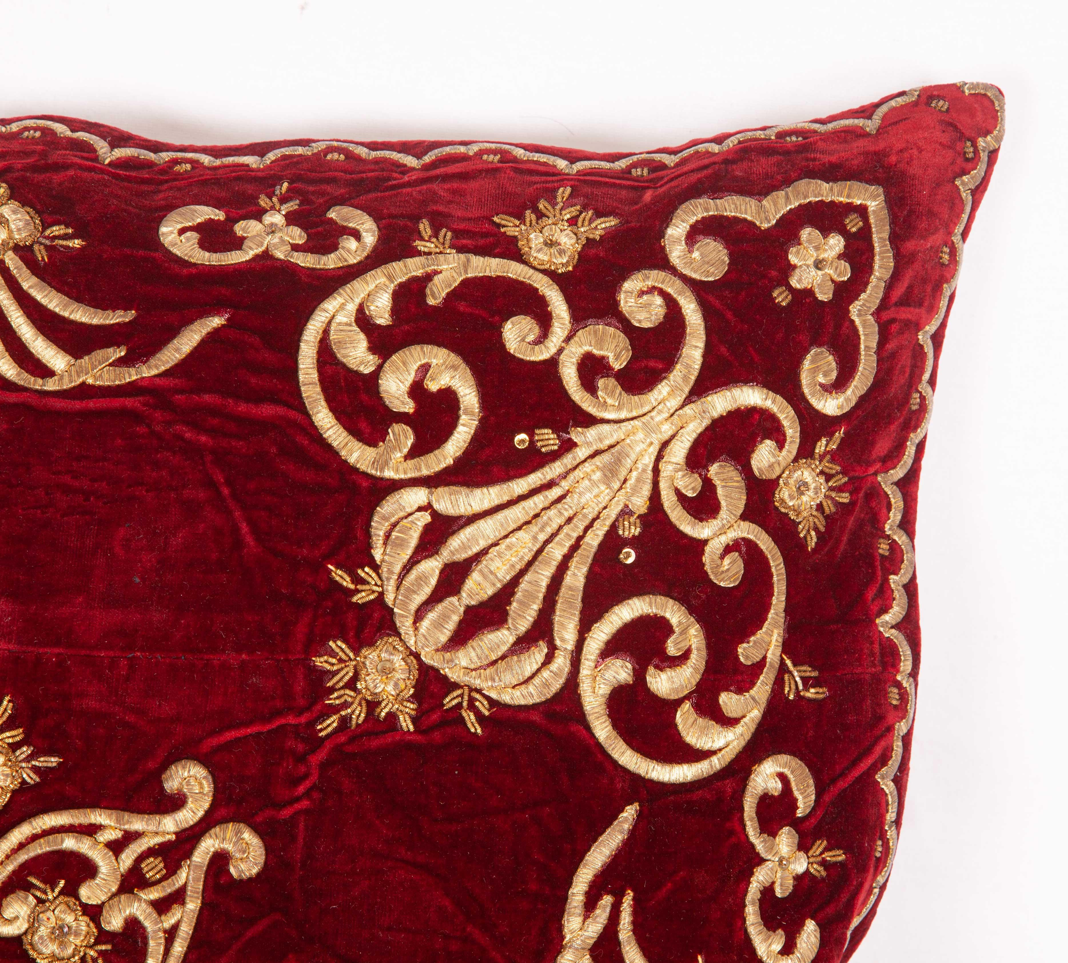 Embroidered Antique Ottoman Sarma Silk Velvet Pillow Case, Late 19th-Early 20th Century