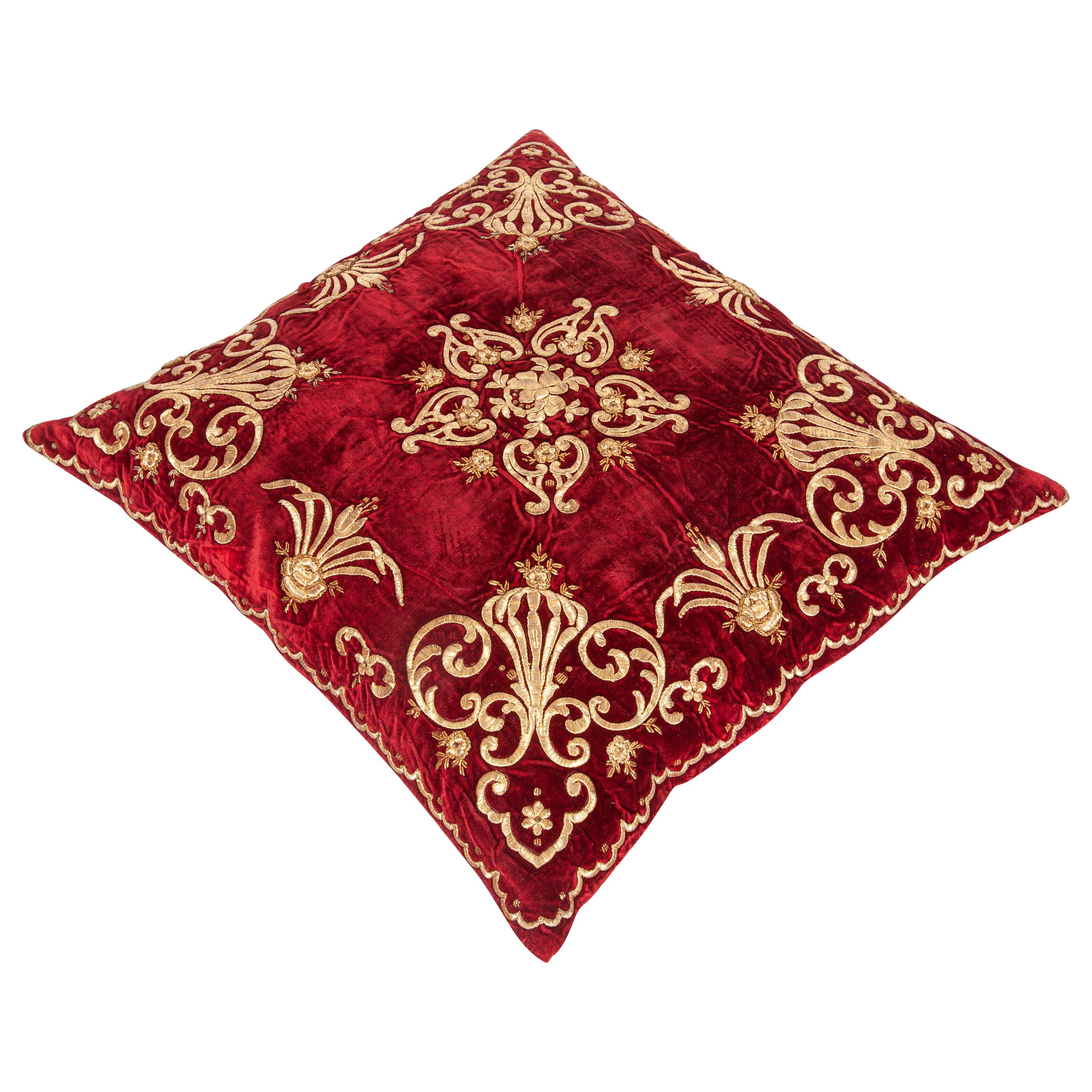 Antique Ottoman Sarma Silk Velvet Pillow Case, Late 19th-Early 20th Century