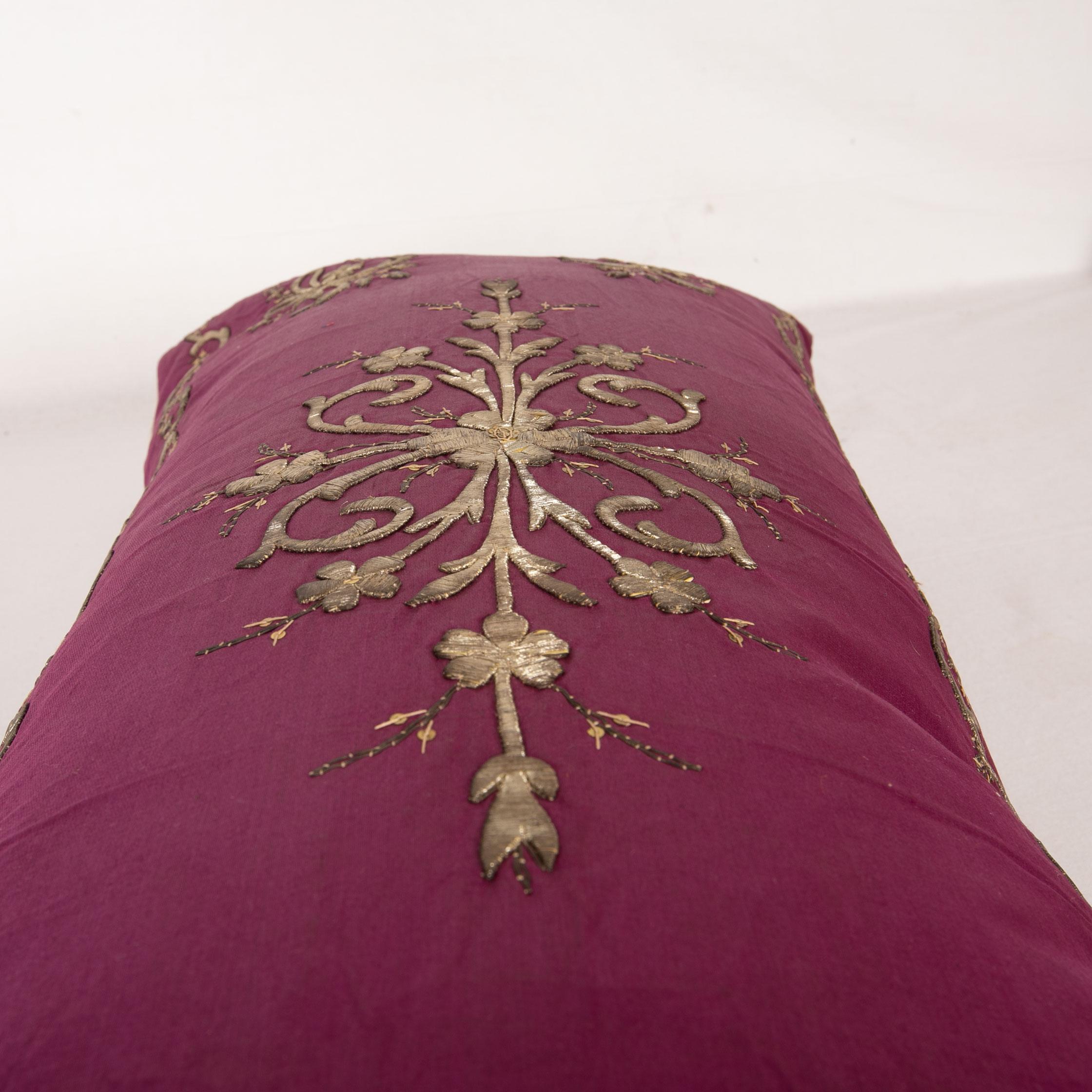 Embroidered Antique Ottoman Sarma Silk  Pillow Case, Late 19th-Early 20th Century