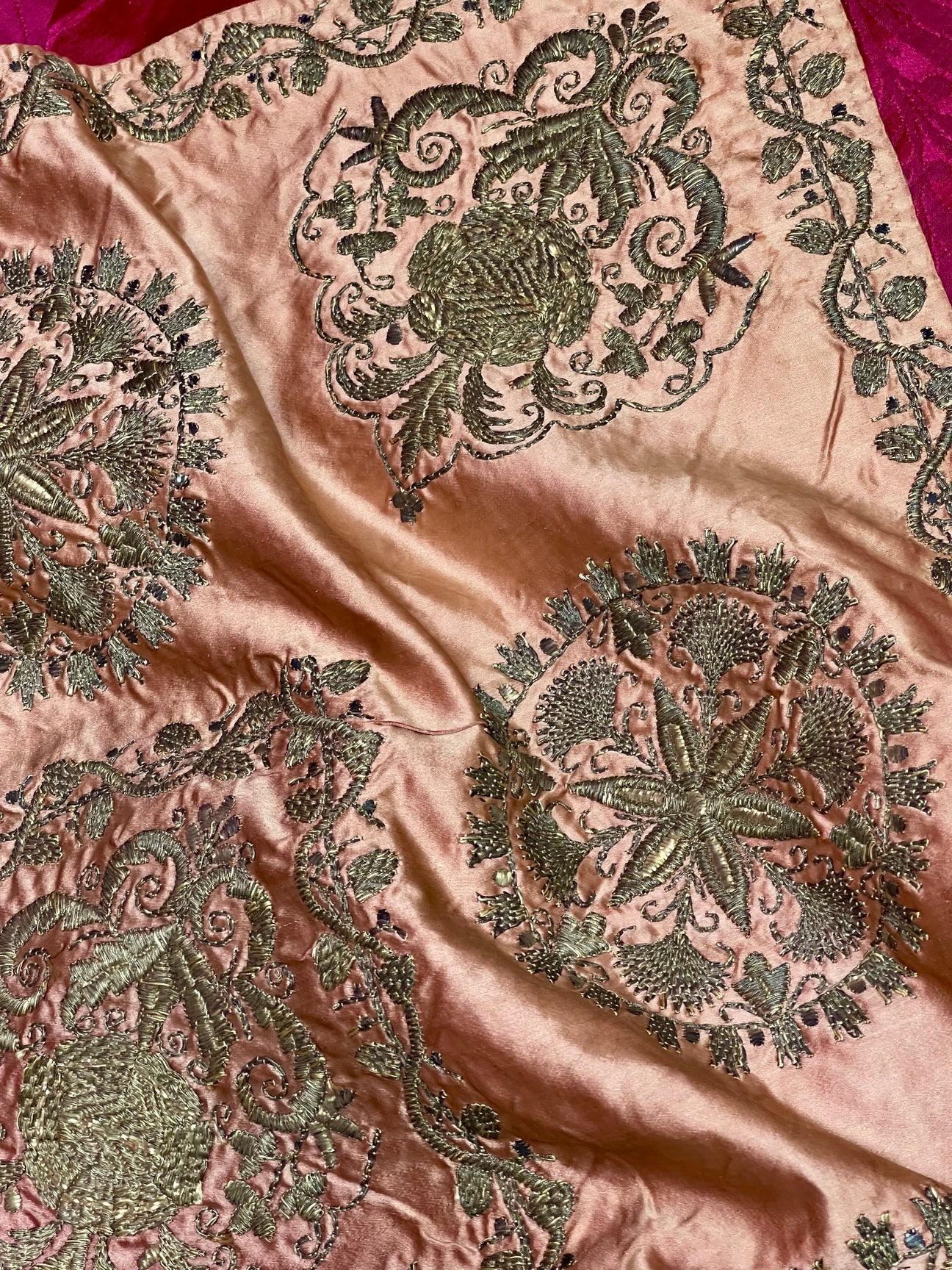 Antique Ottoman Silver Metal Embroidered Cover For Sale 3