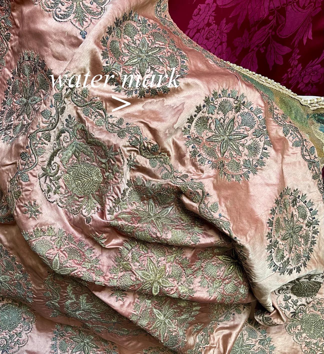 Antique Ottoman Silver Metal Embroidered Cover For Sale 4