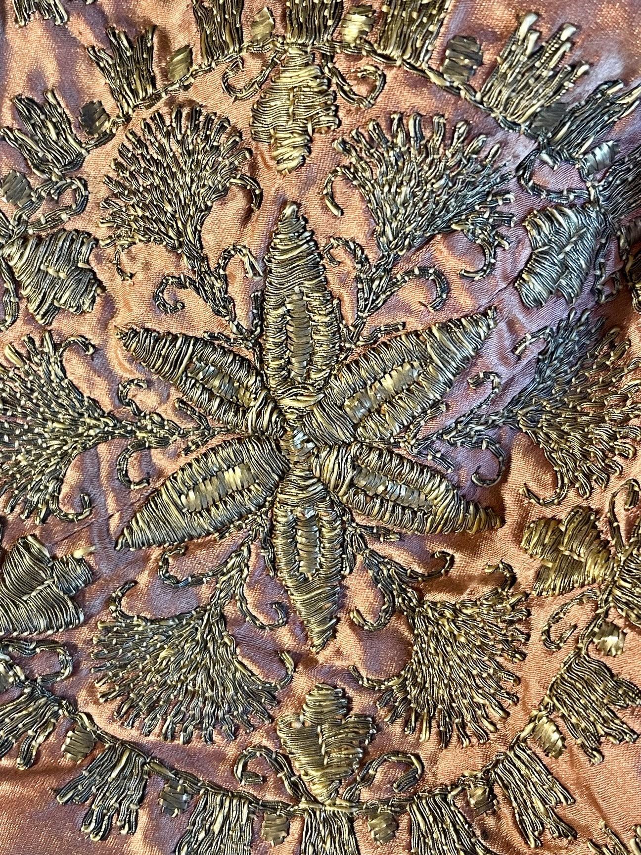 Antique Ottoman Silver Metal Embroidered Cover For Sale 5