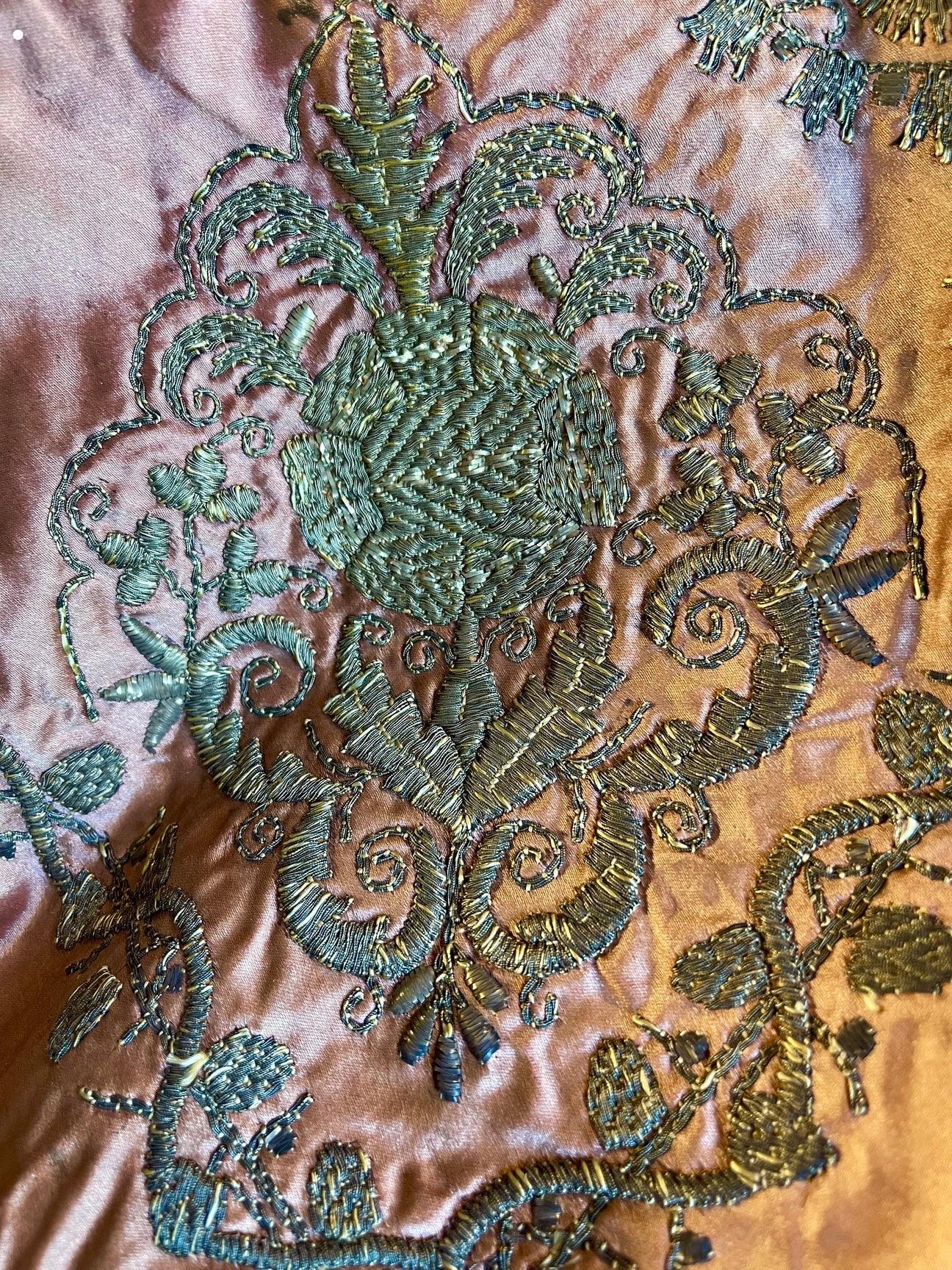 Antique Ottoman Silver Metal Embroidered Cover For Sale 6