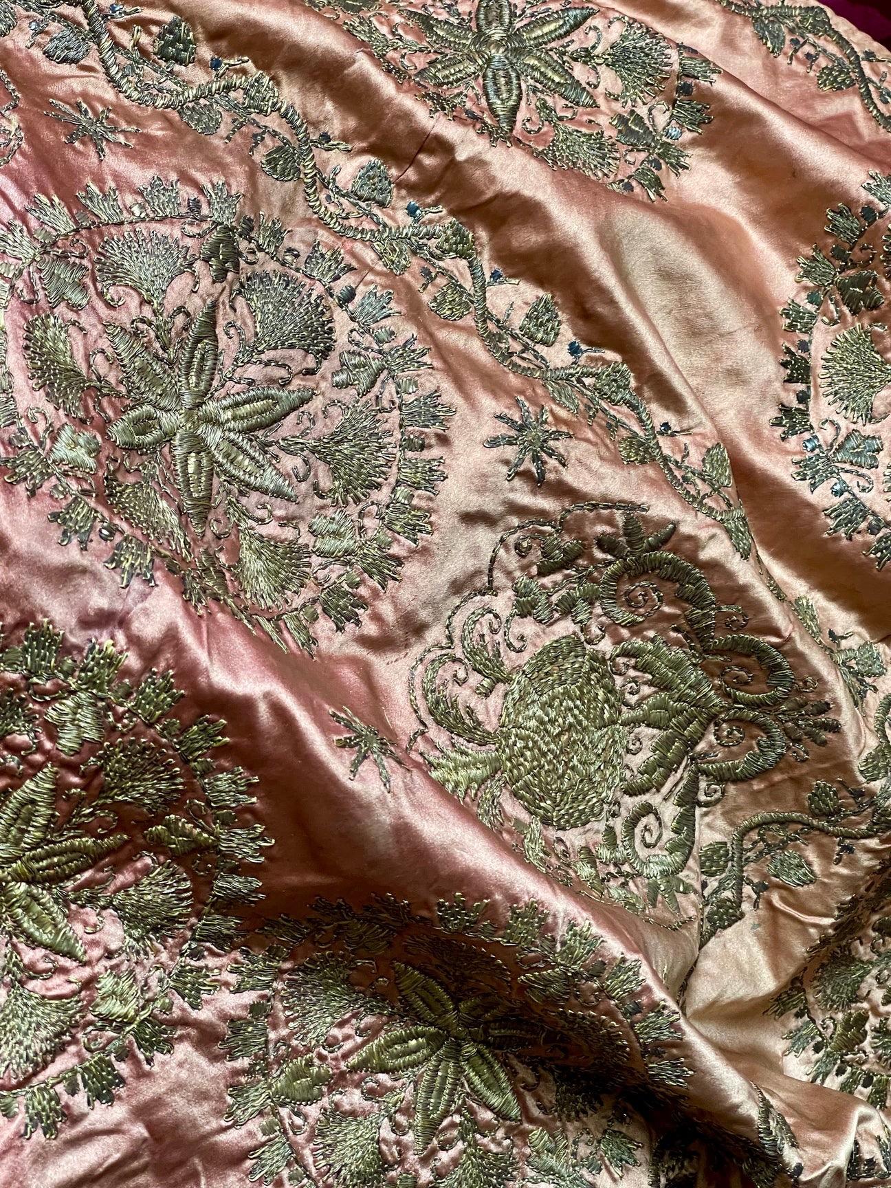 Hand-Crafted Antique Ottoman Silver Metal Embroidered Cover For Sale