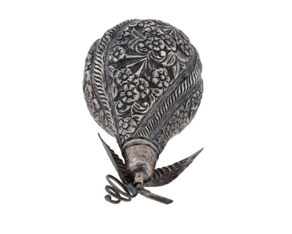 Engraved Antique Ottoman Silver Rosewater Sprinkler Bottle