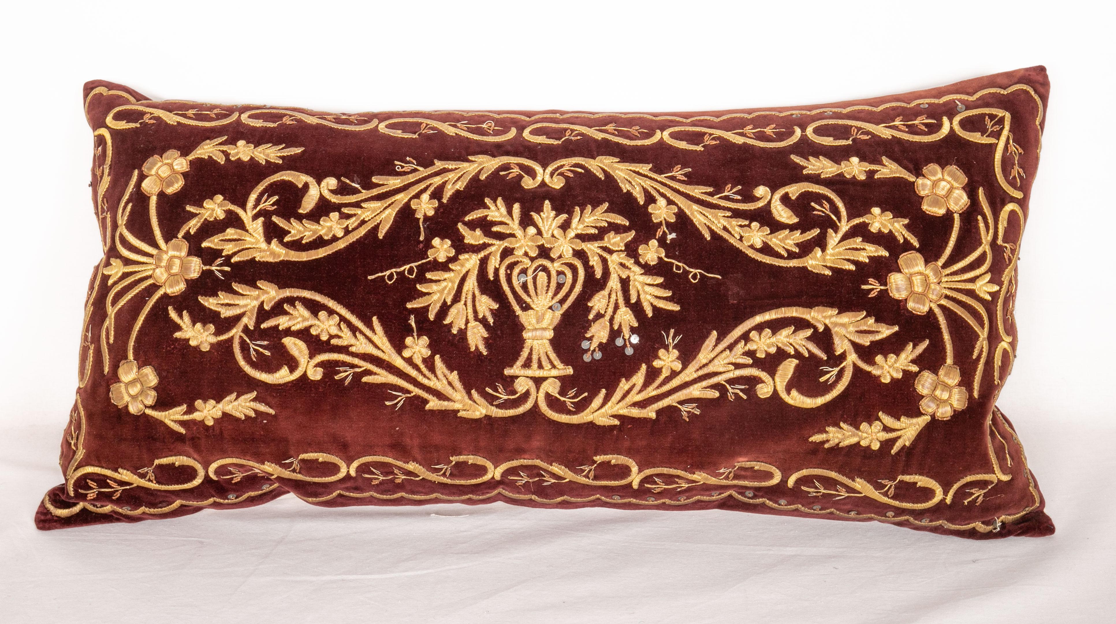Embroidered Antique Ottoman Turkish Sarma Technique Vevlet Pillow Cases