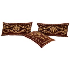 Antique Ottoman Turkish Sarma Technique Vevlet Pillow Cases