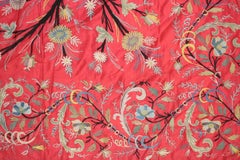 Antiguo colgante otomano turco Selimiye de seda de raso rojo coral bordado