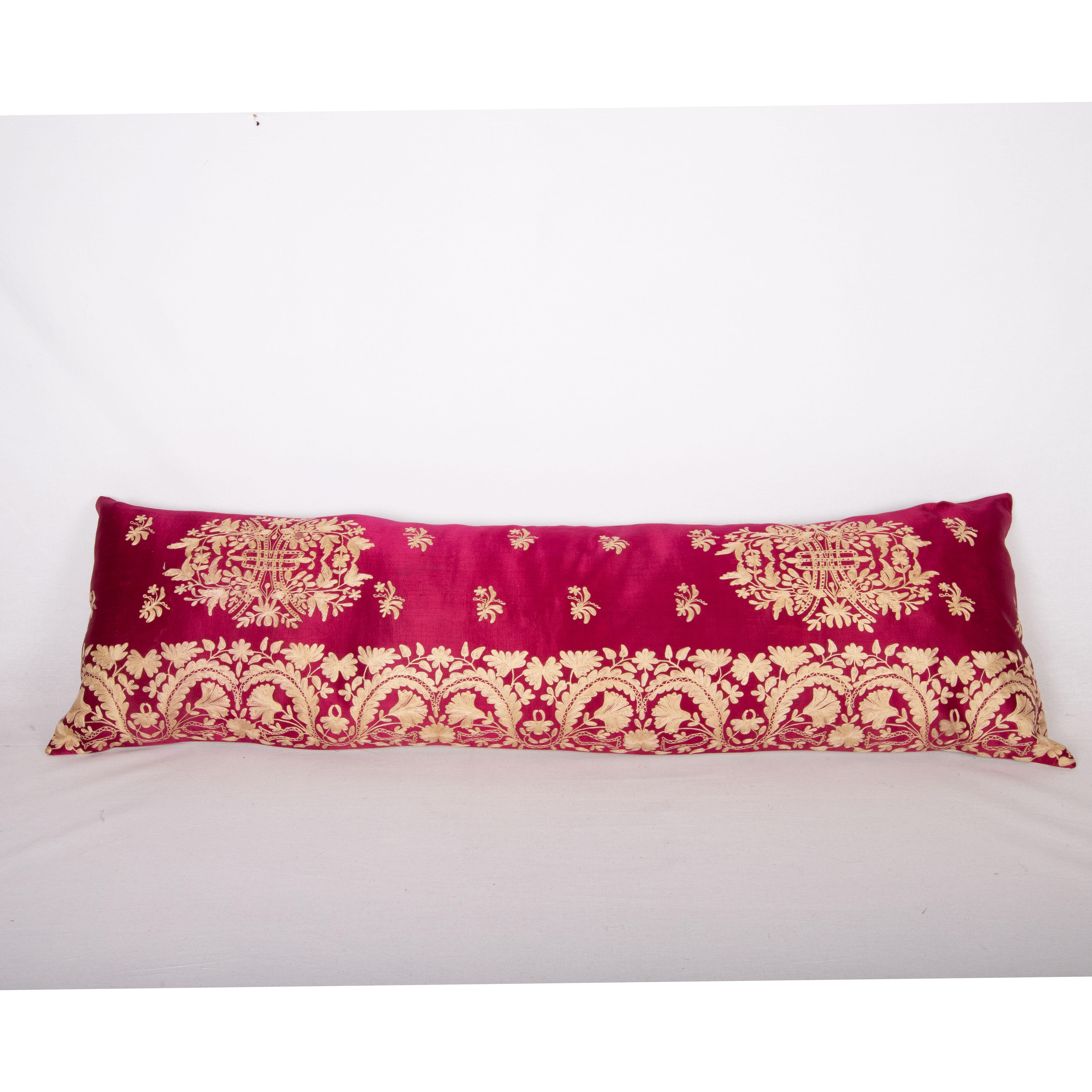This pillow case is made from an Early 20th C. embroidery from Ottoman Turkey.

It does not come with an insert but a bag made to the size to accommodate insert materials.
Linen in the back.
Zipper closure.
Dry Cleaning is reccommended.