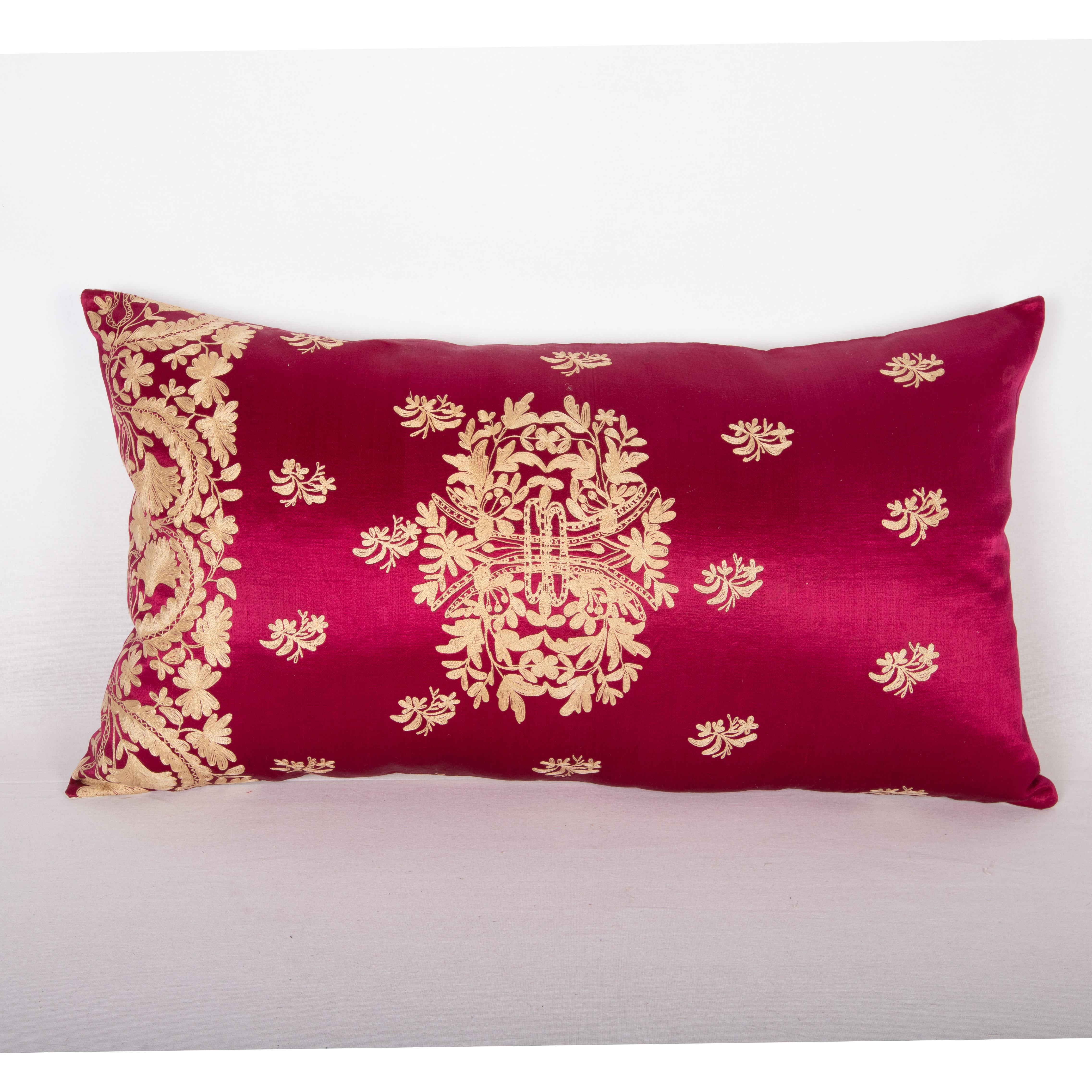 This pillow case is made from an Early 20th C. embroidery from Ottoman Turkey.

It does not come with an insert but a bag made to the size to accommodate insert materials.
Linen in the back.
Zipper closure.
Dry Cleaning is reccommended.