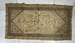 Antique Ottoman Turkish Tughra Embroidery Metallic Silver & Silk Thread