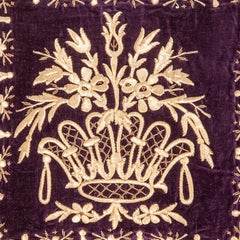 Antique Ottoman Turkish Velvet Metallic Thread Embroidery Pillow Case
